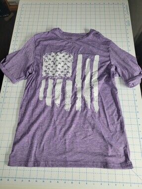 Purple Graphic Tee with Distressed Flag Print